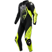 Dainese Audax D-ZIP jednocjeleni Kožno odijelo – Perforirani trkaći kombinezon | Muški | Crna/Neon Žuta 
