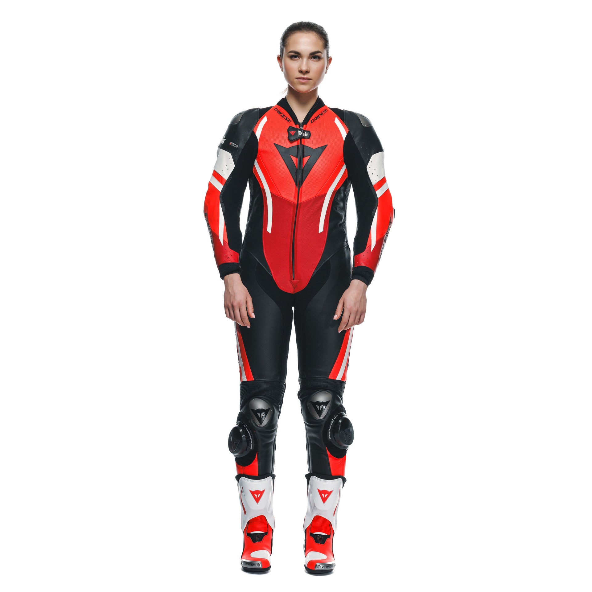 Dainese Misano 3 Lady D-AIR® Kombinezon Kožno odijelo – Perforirani zračni jastučić trkaći odijelo | Žene | Crvena 