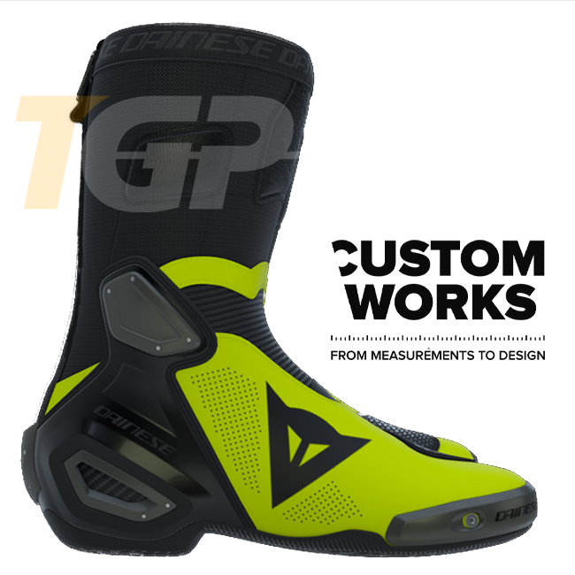 Dainese Axial 2 Air Racing i cestovne motociklističke čizme | Muškarci | Crna / Fluogelb | Custom Works 
