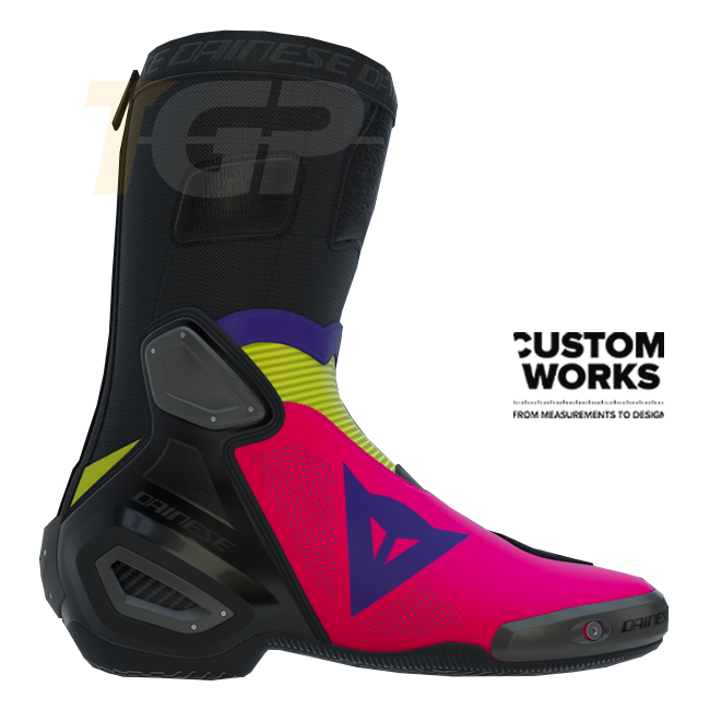 Dainese Axial 2 Air Racing i ulične motociklističke čizme | Muškarci | Fuxia / Viola / Fluogelb | Custom Works 