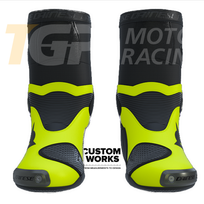 Dainese Axial 2 Racing i ulične motociklističke čizme | Muškarci | Crna / Fluogelb | Custom Works 