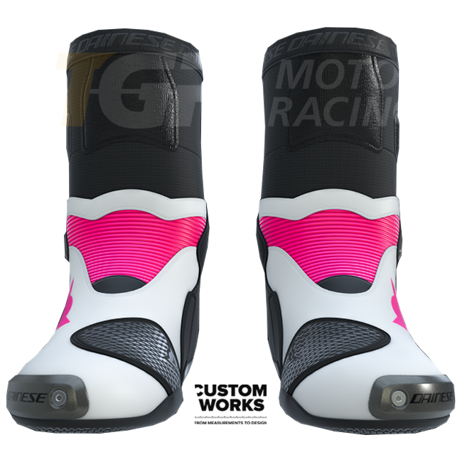 Dainese Axial 2 utrkačke i ulične motociklističke čizme | Muškarci | Fuxia / Bijela | Custom Works 
