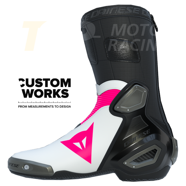 Dainese Axial 2 utrkačke i ulične motociklističke čizme | Muškarci | Fuxia / Bijela | Custom Works 