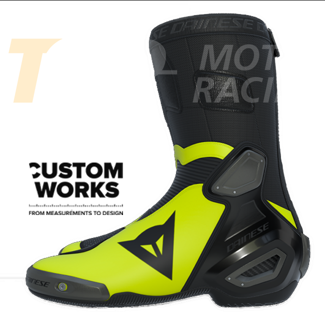 Dainese Axial 2 Racing i ulične motociklističke čizme | Muškarci | Crna / Fluogelb | Custom Works 