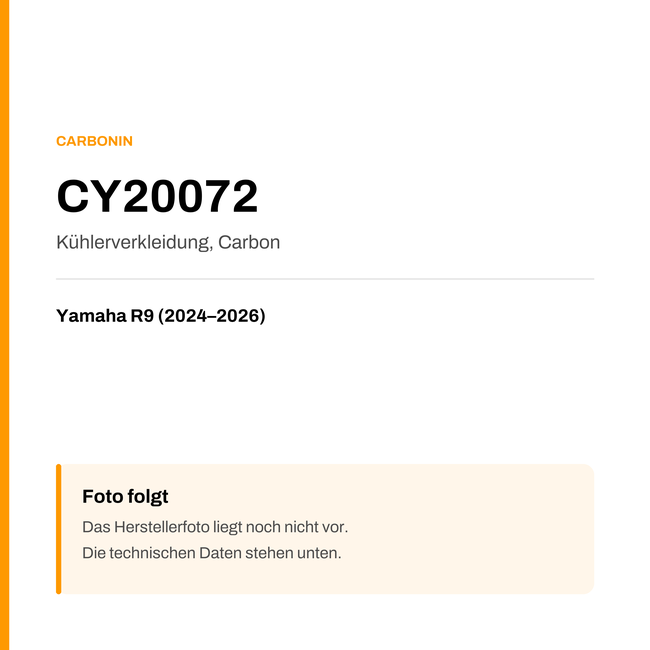 Kühlerverkleidung Carbon Carbonin Yamaha R9 (24-26) CY20072 — Platzhalter, Herstellerfoto folgt