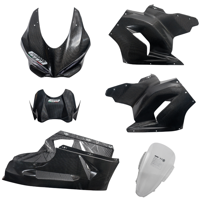 Feel Racing Carbon-Rennverkleidung Einzelteile: Kanzel, Seitenteile, Motorwanne, Tankabdeckung und Scheibe