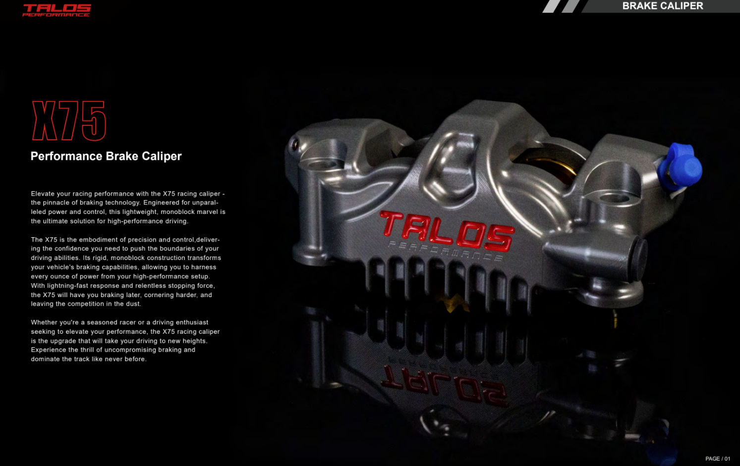 Talos X75 SBK Racing Monoblock P4 32/36 100mm kočiona čeljust naprijed desna | X75.100.HD.R 