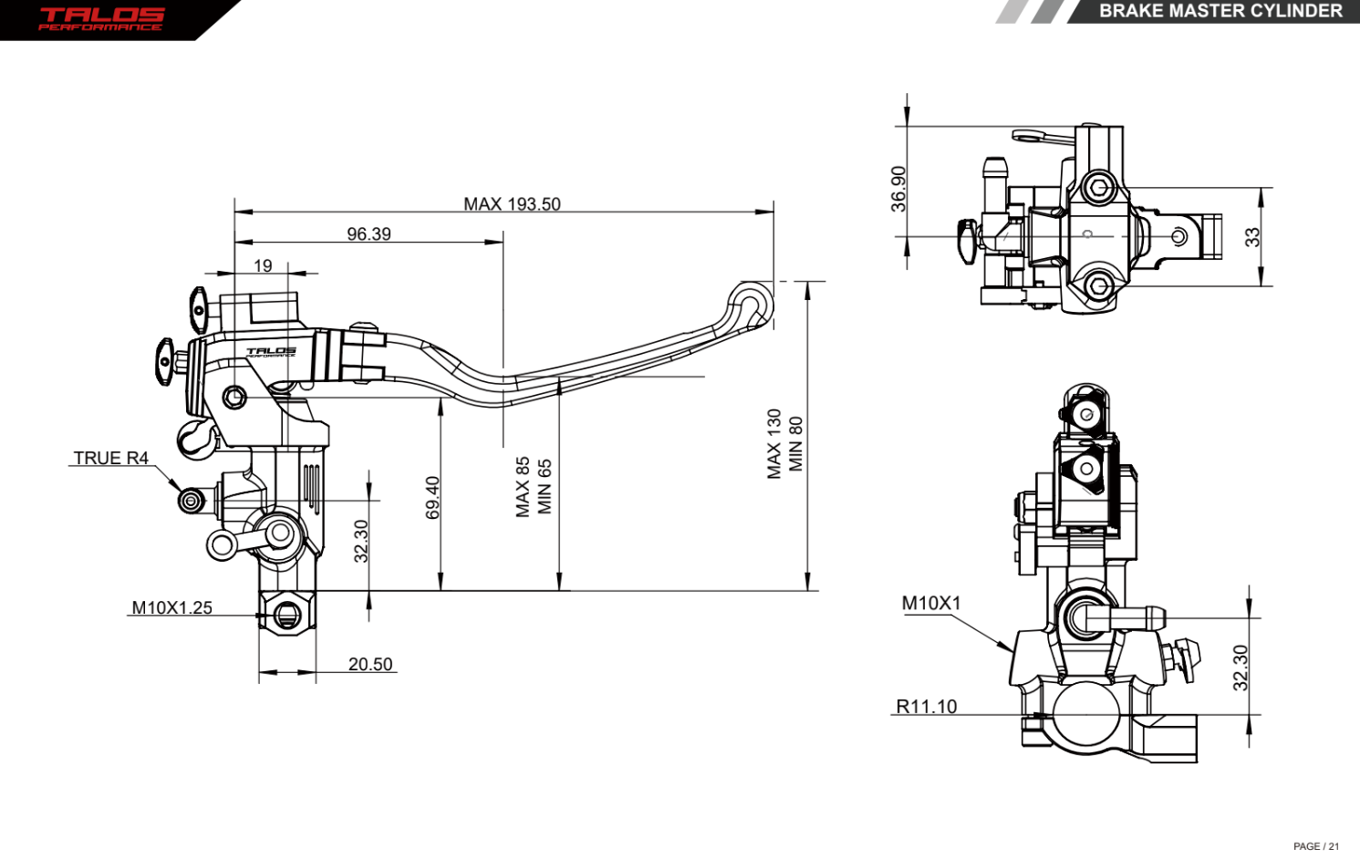 Talos CNC XS Radijalna Racing Kočiona Pumpa 16x18-20 | XS.16 