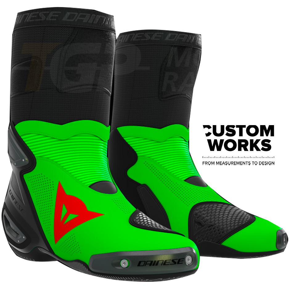 Dainese Axial 2 Air Racing i cestovne motociklističke čizme Franco Morbidelli Replica 2026 | Muškarci | Fluo zelena / Fluo crvena | Custom Works 