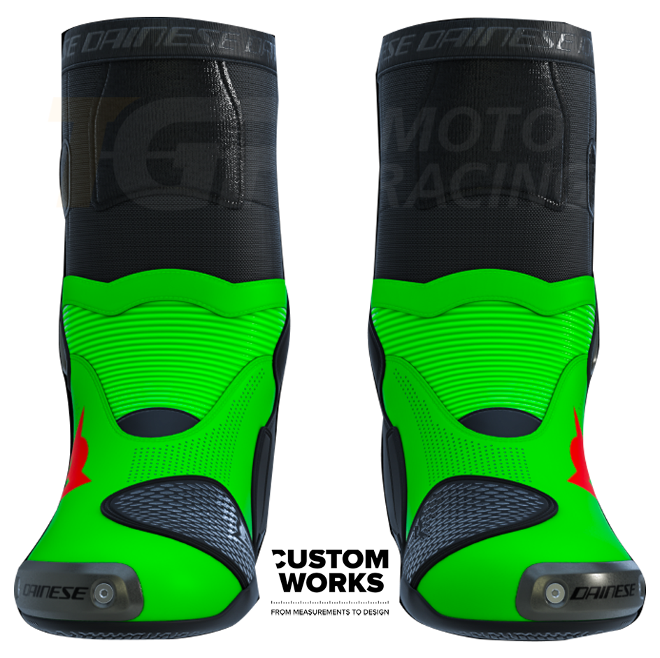 Dainese Axial 2 Air Racing i cestovne motociklističke čizme Franco Morbidelli Replica 2026 | Muškarci | Fluo zelena / Fluo crvena | Custom Works 