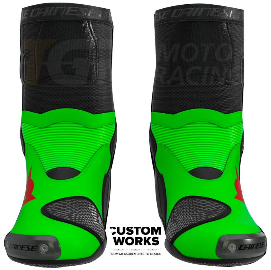 Dainese Axial 2 Racing i cestovne motociklističke čizme Franco Morbidelli Replica 2026 | Muškarci | Fluo zelena / Fluo crvena | Custom Works 