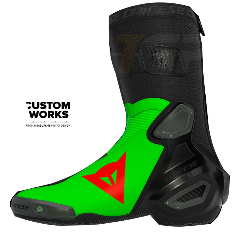 Dainese Axial 2 Racing i cestovne motociklističke čizme Franco Morbidelli Replica 2026 | Muškarci | Fluo zelena / Fluo crvena | Custom Works 