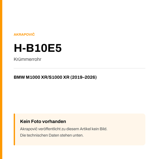 Akrapovic Krümmerrohr BMW M1000 XR / S1000 XR (19-26) H-B10E5 — Platzhalter, kein Herstellerfoto verfügbar