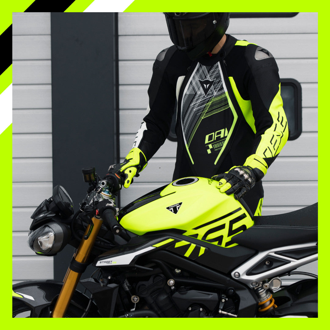 Dainese Audax D-ZIP jednocjeleni Kožno odijelo – Perforirani trkaći kombinezon | Muški | Crna/Neon Žuta 