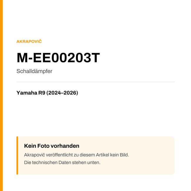 Akrapovic Schalldämpfer Yamaha R9 (24-26) M-EE00203T — Platzhalter, kein Herstellerfoto verfügbar
