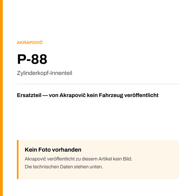 Akrapovic Zylinderkopf-Innenteil P-88 — Platzhalter, kein Herstellerfoto verfügbar