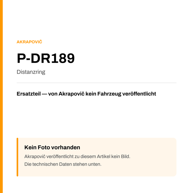 Akrapovic Distanzring P-DR189 — Platzhalter, kein Herstellerfoto verfügbar