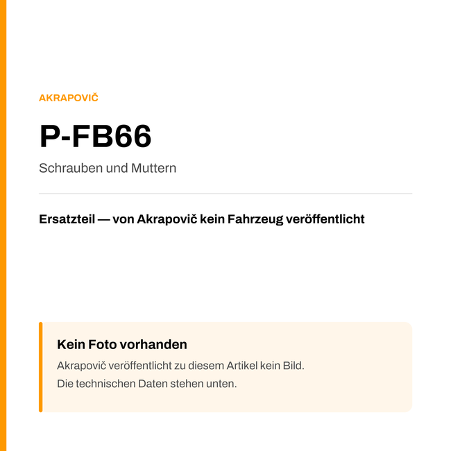 Akrapovic Schrauben und Muttern P-FB66 — Platzhalter, kein Herstellerfoto verfügbar