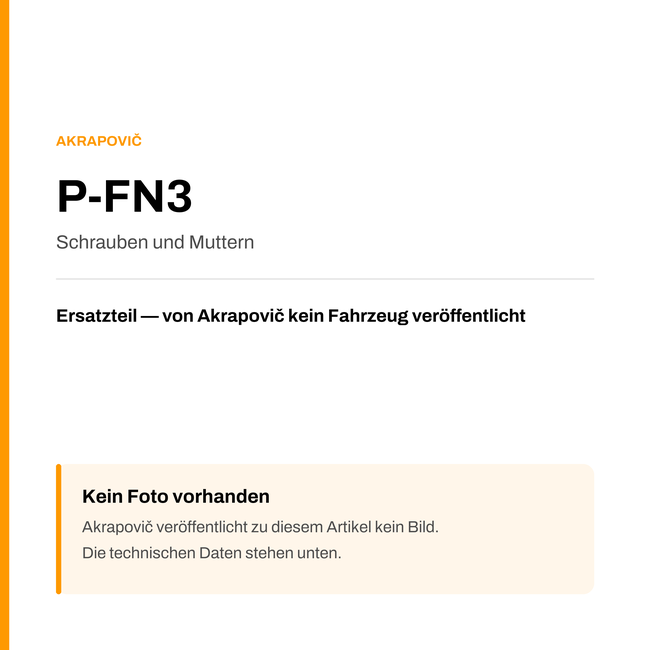 Akrapovic Schrauben und Muttern P-FN3 — Platzhalter, kein Herstellerfoto verfügbar
