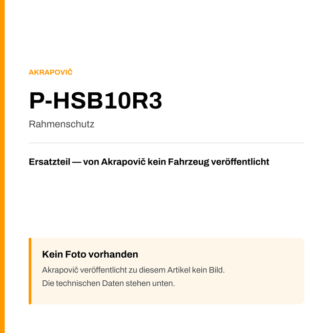 Akrapovic Rahmenschutz P-HSB10R3 — Platzhalter, kein Herstellerfoto verfügbar