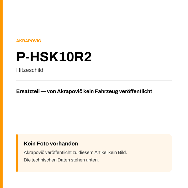 Akrapovic Hitzeschild P-HSK10R2 — Platzhalter, kein Herstellerfoto verfügbar