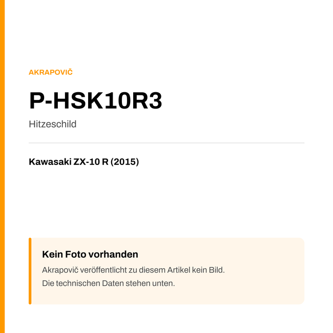 Akrapovic Hitzeschild Kawasaki ZX-10 R (15-15) P-HSK10R3 — Platzhalter, kein Herstellerfoto verfügbar