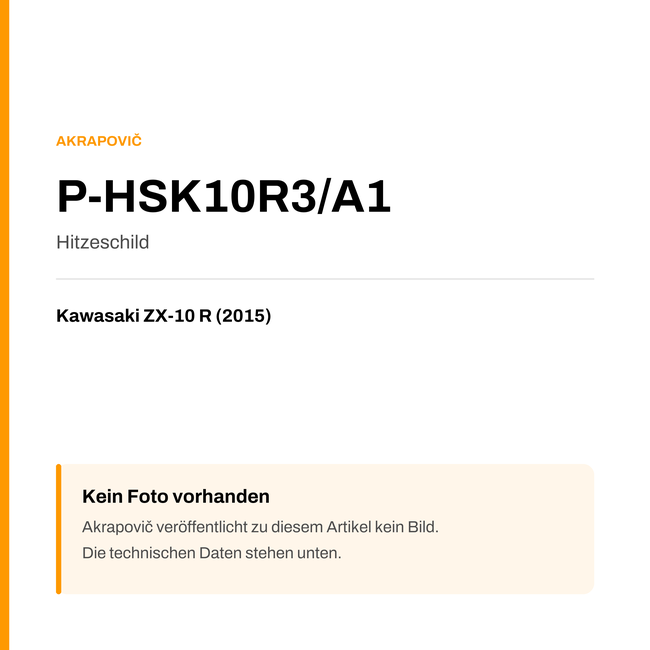 Akrapovic Hitzeschild Kawasaki ZX-10 R (15-15) P-HSK10R3/A1 — Platzhalter, kein Herstellerfoto verfügbar