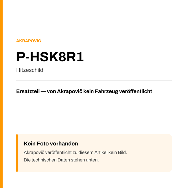 Akrapovic Hitzeschild P-HSK8R1 — Platzhalter, kein Herstellerfoto verfügbar