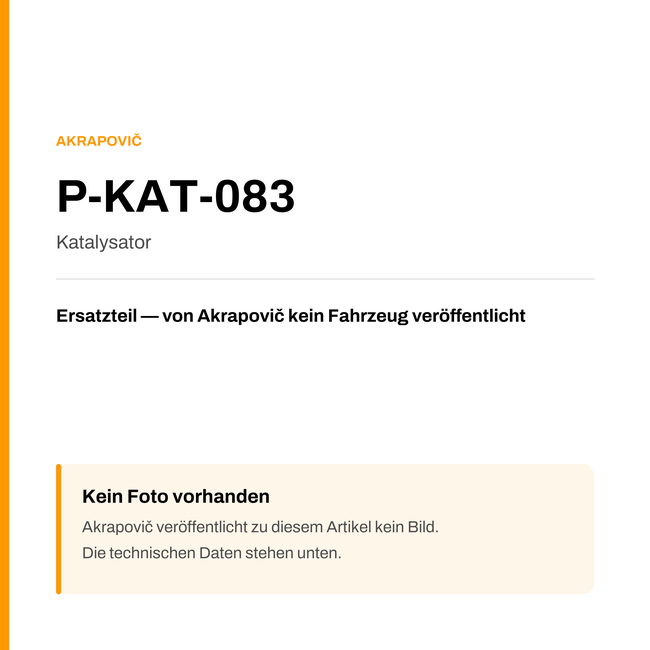 Akrapovic Katalysator P-KAT-083 — Platzhalter, kein Herstellerfoto verfügbar