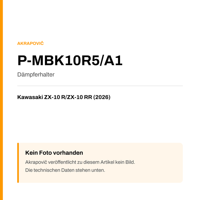 Akrapovic Dämpferhalter Kawasaki ZX-10 R / ZX-10 RR (26-26) P-MBK10R5/A1 — Platzhalter, kein Herstellerfoto verfügbar