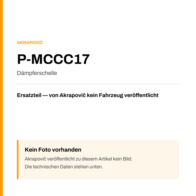 Akrapovic Dämpferschelle P-MCCC17 — Platzhalter, kein Herstellerfoto verfügbar