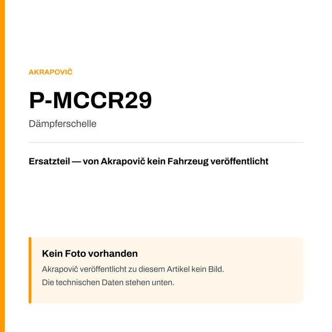 Akrapovic Dämpferschelle P-MCCR29 — Platzhalter, kein Herstellerfoto verfügbar