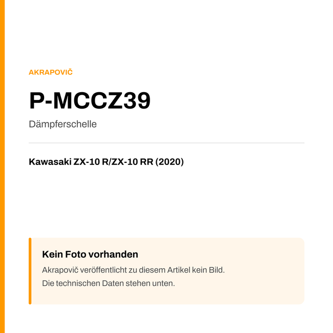 Akrapovic Dämpferschelle Kawasaki ZX-10 R / ZX-10 RR (20-20) P-MCCZ39 — Platzhalter, kein Herstellerfoto verfügbar