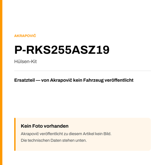 Akrapovic Hülsen-Kit P-RKS255ASZ19 — Platzhalter, kein Herstellerfoto verfügbar