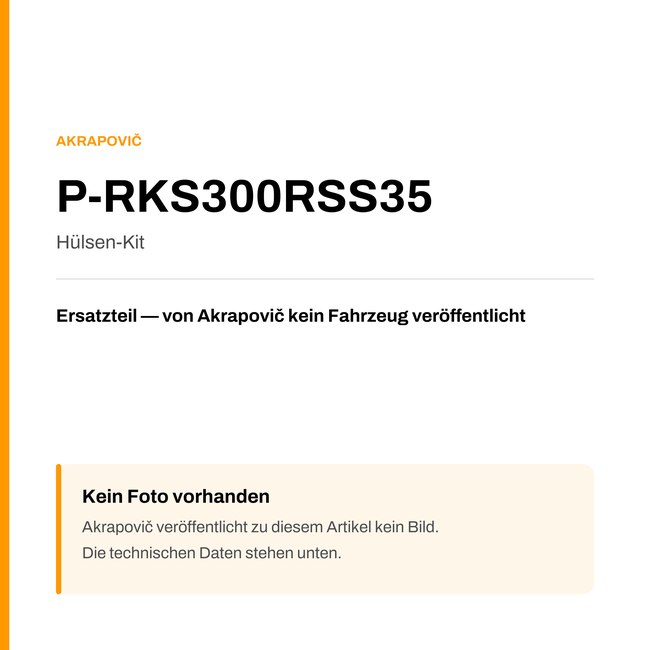Akrapovic Hülsen-Kit P-RKS300RSS35 — Platzhalter, kein Herstellerfoto verfügbar