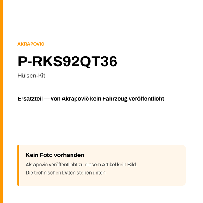 Akrapovic Hülsen-Kit P-RKS92QT36 — Platzhalter, kein Herstellerfoto verfügbar