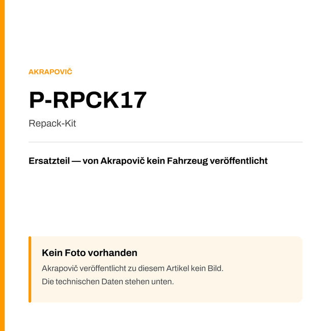 Akrapovic Repack-Kit P-RPCK17 — Platzhalter, kein Herstellerfoto verfügbar