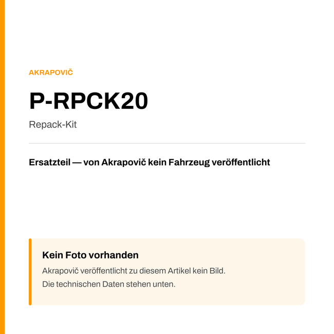 Akrapovic Repack-Kit P-RPCK20 — Platzhalter, kein Herstellerfoto verfügbar