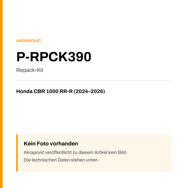 Akrapovic Repack-Kit Honda CBR 1000 RR-R (24-26) P-RPCK390 — Platzhalter, kein Herstellerfoto verfügbar