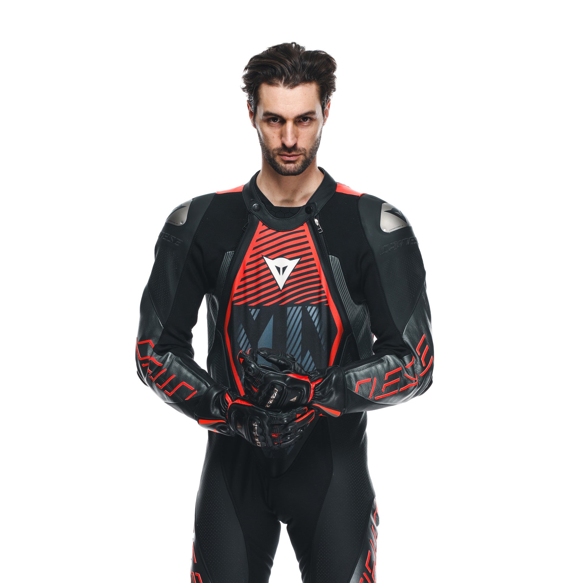 Dainese Audax D-ZIP kombinezon Kožno odijelo – Perforirani trkaći odijelo | Muški | Crna/Crvena 
