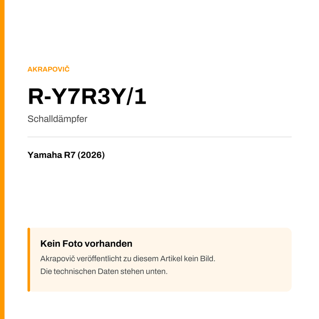 Akrapovic Schalldämpfer Yamaha R7 (26-26) R-Y7R3Y/1 — Platzhalter, kein Herstellerfoto verfügbar