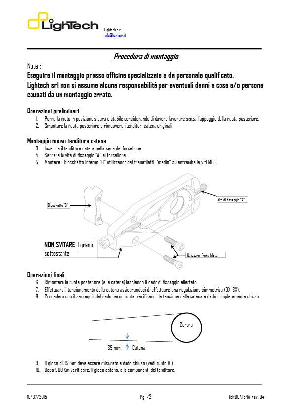 Kettenspanner LighTech Yamaha R6 RJ27 (17-26) TEYA006 
