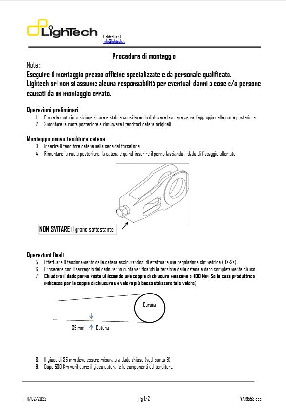 Kettenspanner LighTech Yamaha R6 RJ11, RJ15 (06-16) TEY608 
