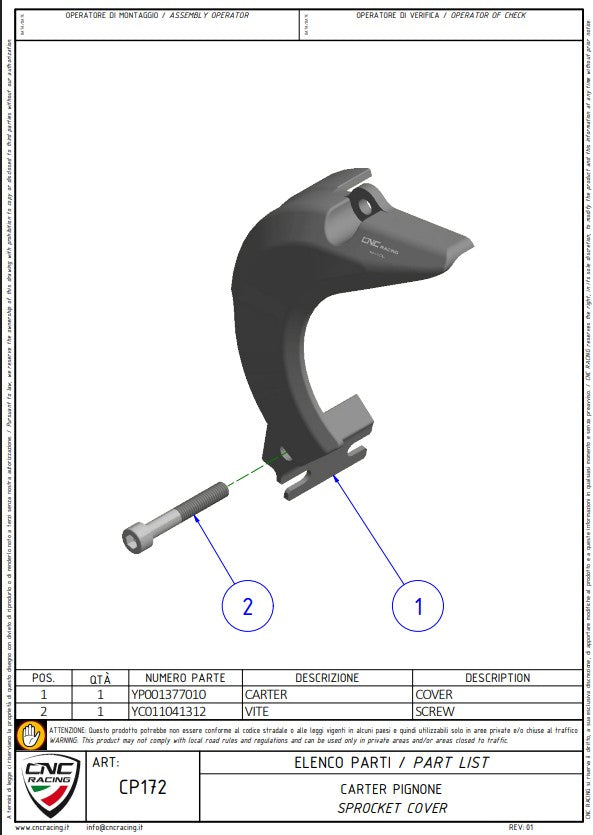 CNC Racing aluminijska pokrivač zupčanika Ducati Panigale V4/S/R (25-26) CP172 