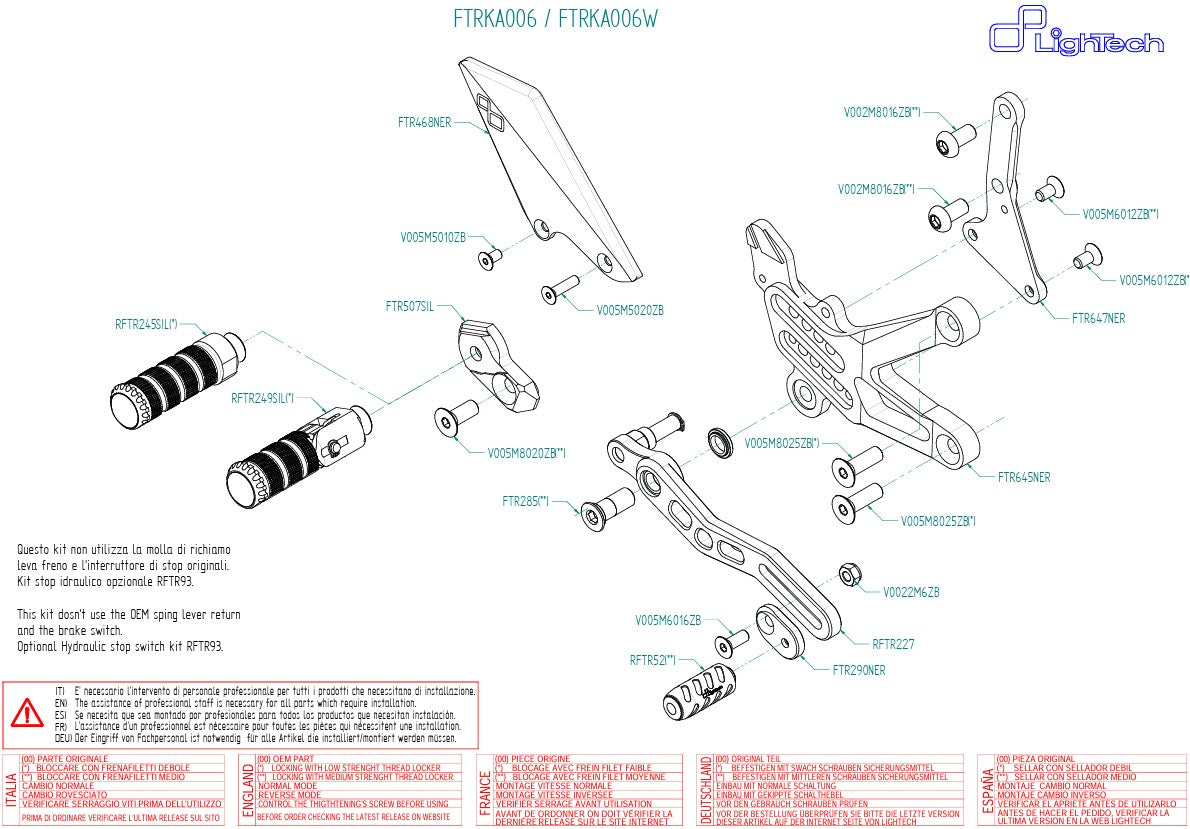 Sustav upravljača LighTech Kawasaki ZX-10 R/RR (16-20) FTRKA006/W 