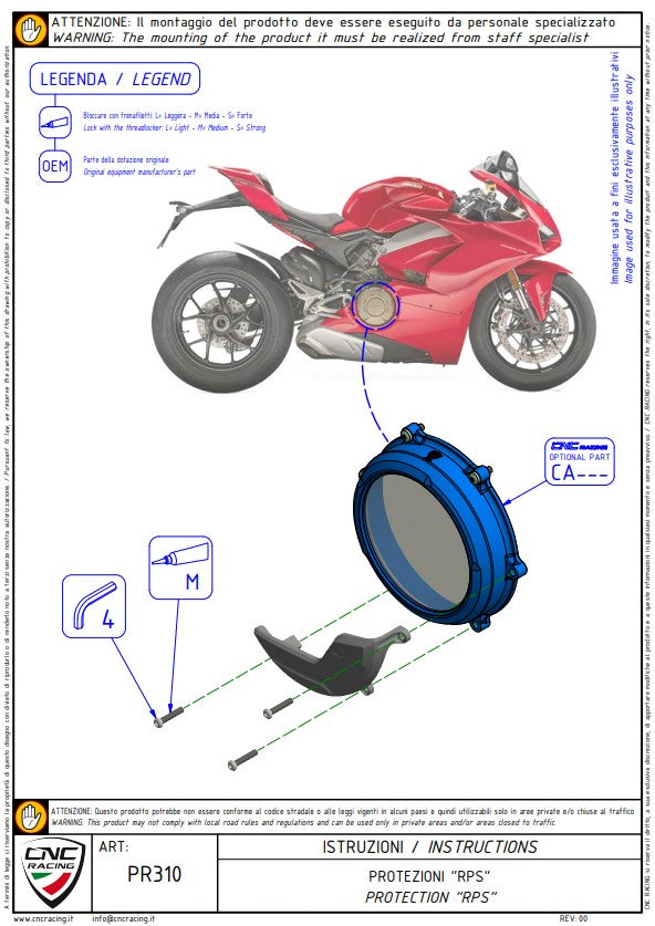 Aluminijski zaštitni poklopac spojke CNC Racing Ducati Panigale V4/S (25-26) PR310 