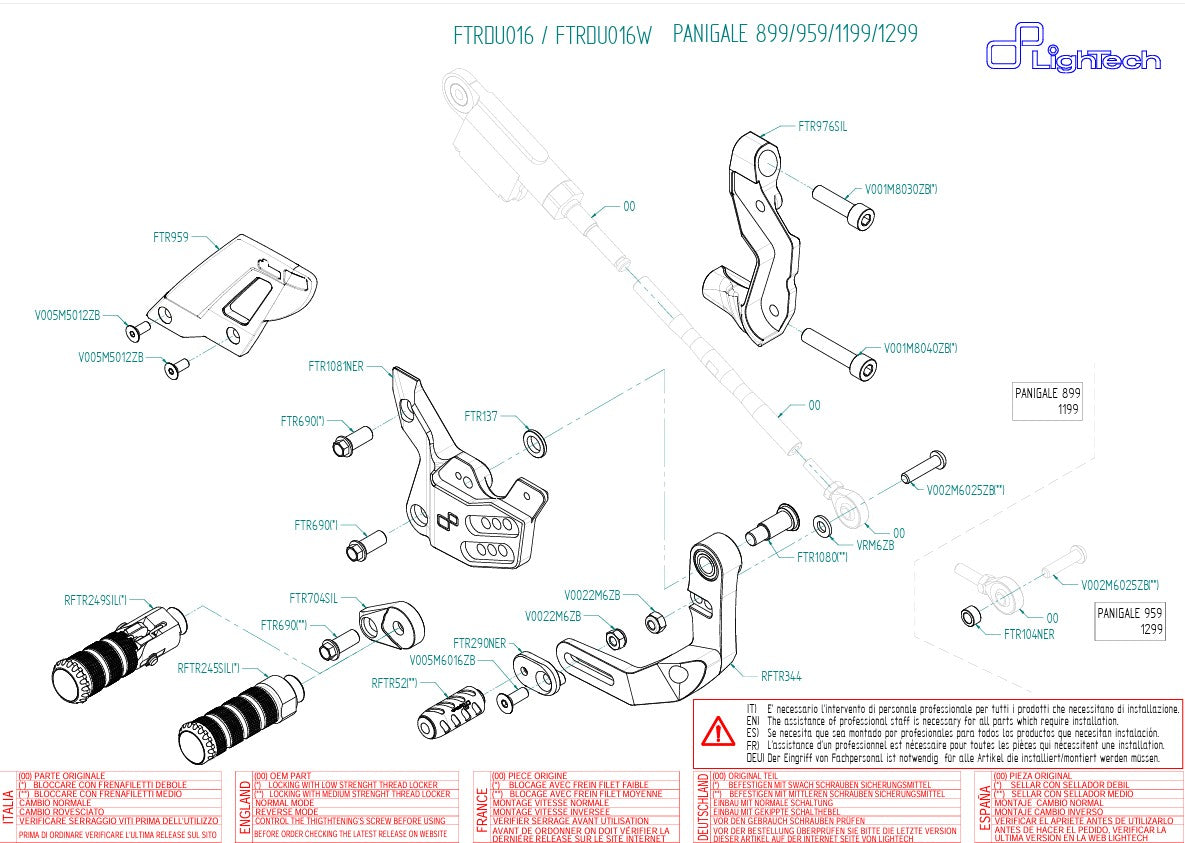Sustav prebacivanja LighTech za Ducati Panigale 959 (16-19) FTRDU016/W 