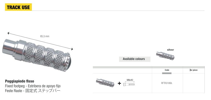 LighTech zamjenski nosač za stazu fiksni 85,5 mm – Srebrna/Crna | RFTR318 