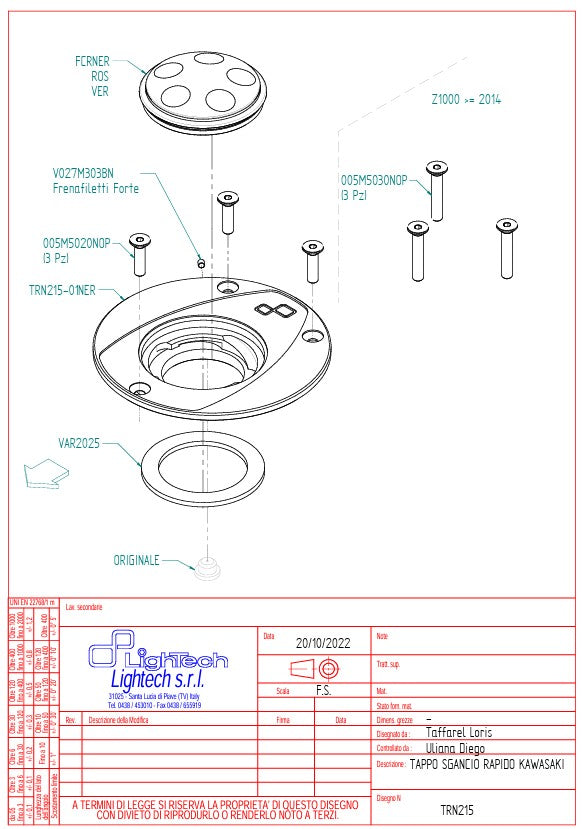 Poklopac rezervoara sa navojem LighTech Kawasaki ZX-6R/636/RR (07-18) TRN215 