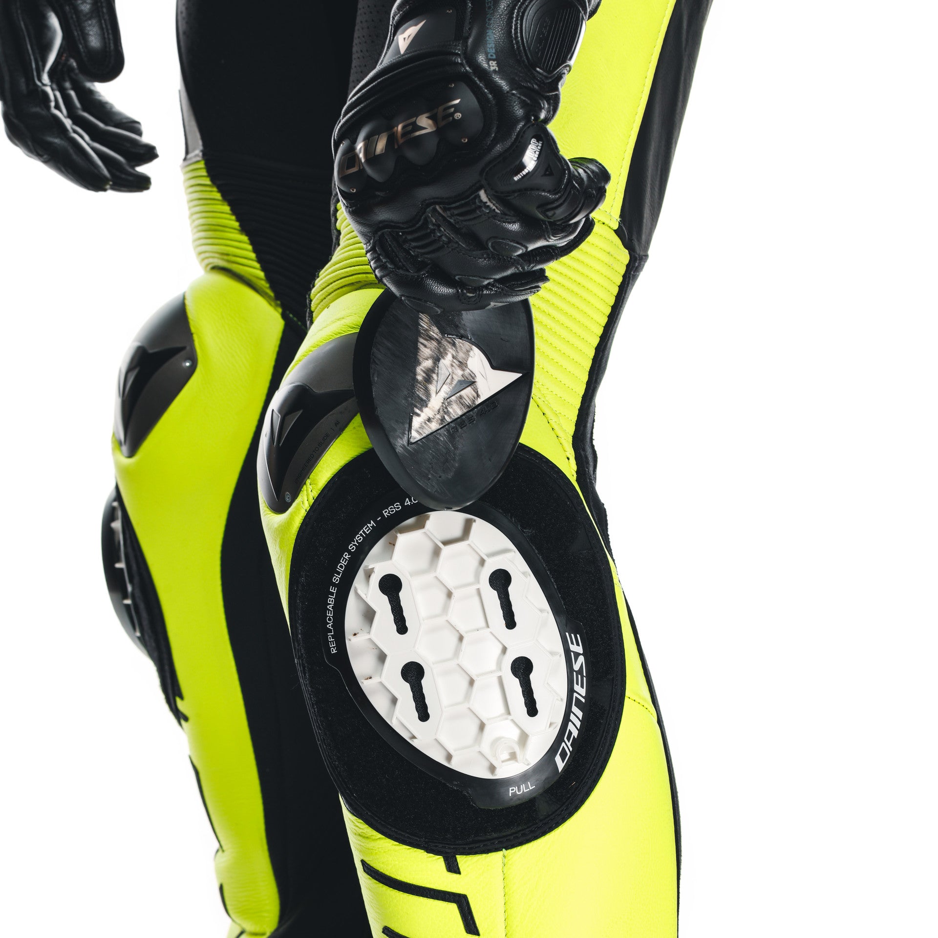 Dainese Audax D-ZIP jednocjeleni Kožno odijelo – Perforirani trkaći kombinezon | Muški | Crna/Neon Žuta 
